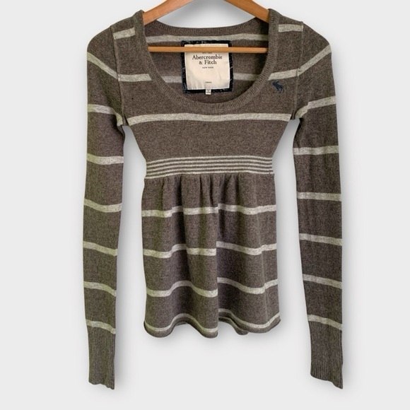 SOLD️ VTG Abercrombie and Fitch Gray Babydoll Sweater - Picture 4 of 10